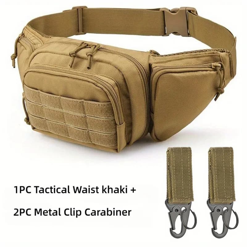 Marsupio in nylon Borsa per telefono da escursionismo Marsupio tattico Set di ganci con clip in metallo Caccia Arrampicata Gancio per attrezzatura tattica con portachiavi