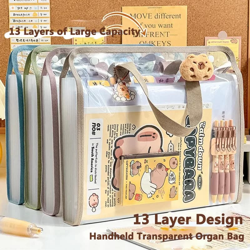 13 tasche Organizer per File a fisarmonica cartella per File espandibile in plastica formato lettera A4 documento portatile Coupon ricevuta per banconote scuola