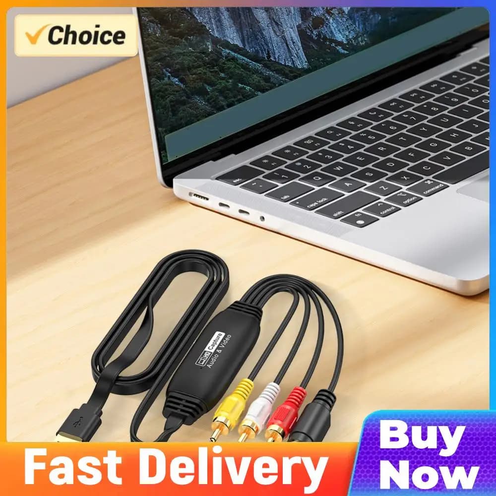 Scheda di Acquisizione Video USB per VHS, VCR, TV, DVD, Adattatore di Acquisizione Audio, Convertitore Video RCA a USB per PC