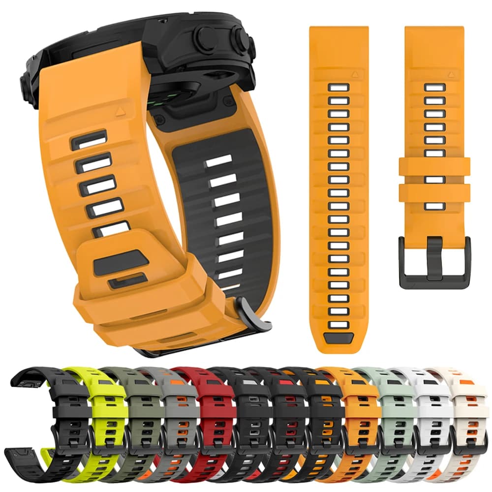 QuickFit 22mm 26mm Silicone Sport Strap for Garmin Fenix 8 Pro 51mm 47mm/Tactix7 8/Forerunner 965 970, Open Race Strap