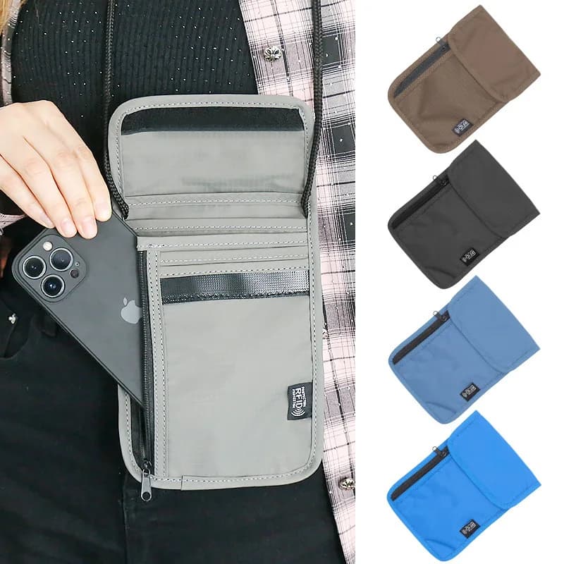 Borsa per passaporto per documenti impermeabile da viaggio con slot multipli, antifurto per banca FRID, spazio leggero, borsa a tracolla diagonale