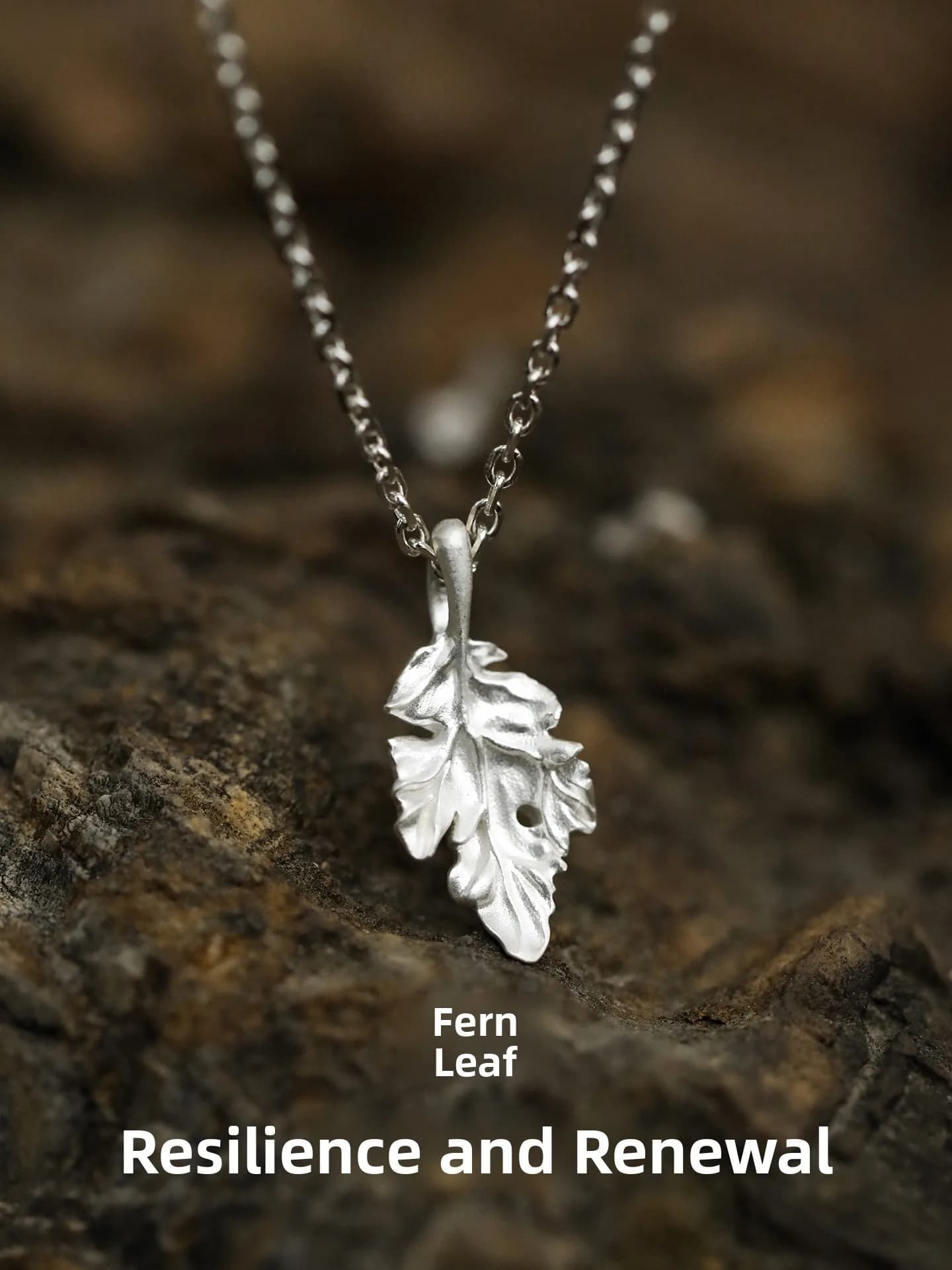 Collana da Donna con Ciondolo in Argento Puro 999 Fatto a Mano, Design a Foglia di Felce, Gioiello di Moda Unisex per Coppie
