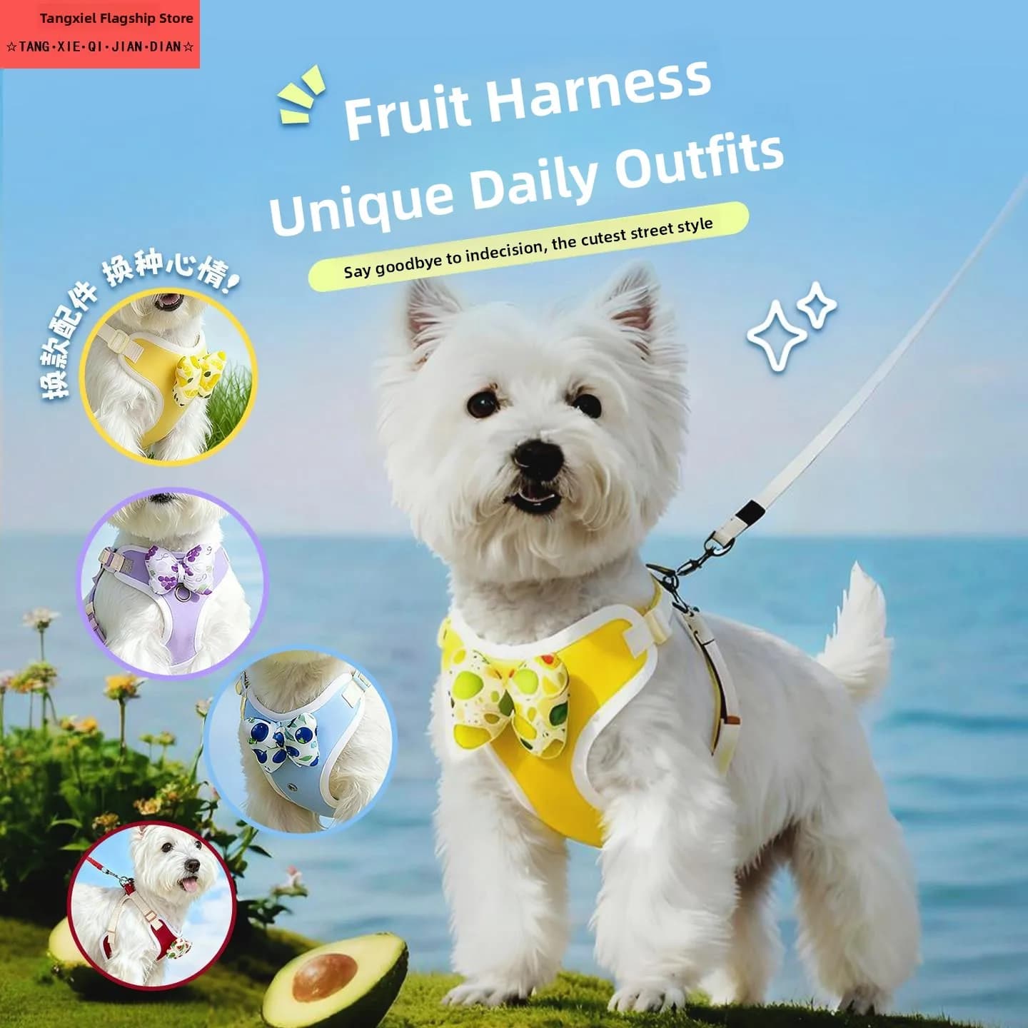 Guinzaglio per cani retrattile non automatico, stile pettorina, anti-esplosione, per Pomeranian e Bichon, antiscivolo, con pettorina e supporto per la schiena, accessori per animali domestici
