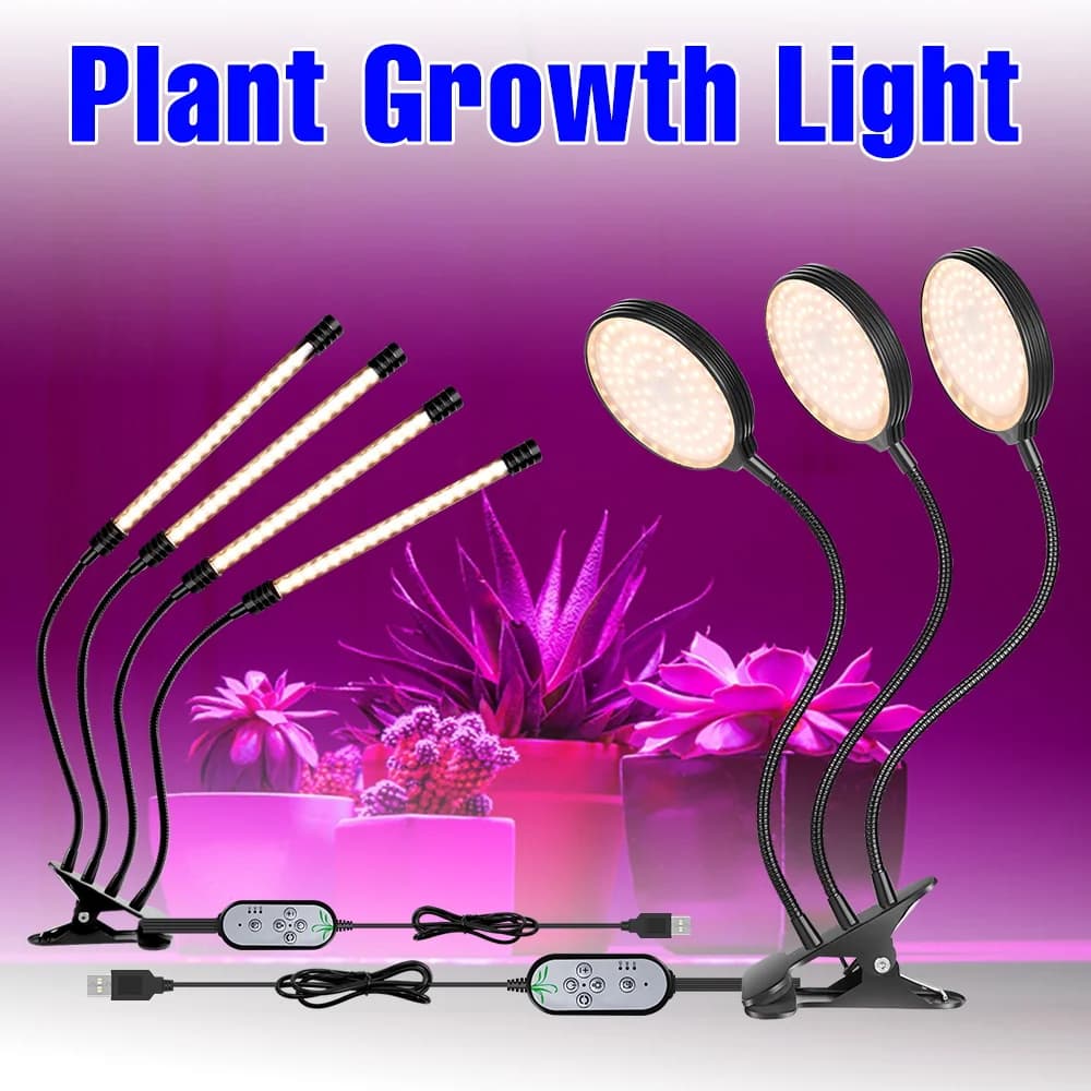 LED Plant Grow Light Full Spectrum Indoor Growth Box Potted Flower Seed Cultivation Lamp With Dimmable Timing Auto On/Off USB 5V