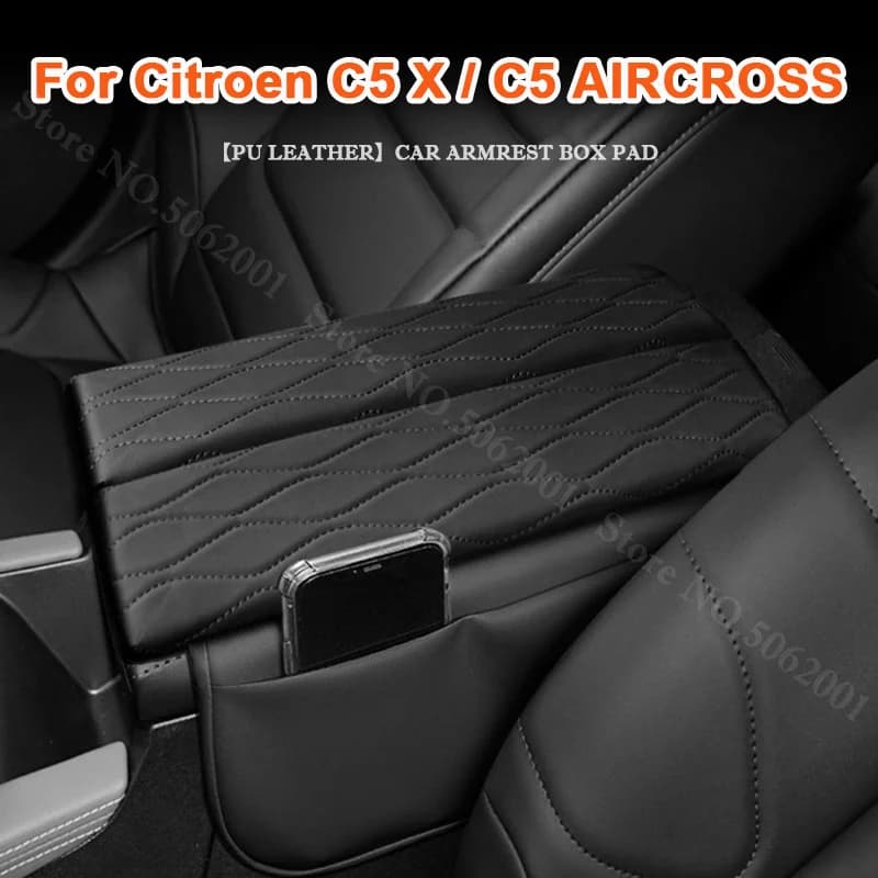 For Citroen C5X C5 AIRCROSS Leather Car Armrest Box Pad Wear Resistant Center Console Cover Interior Protector Auto Accessories