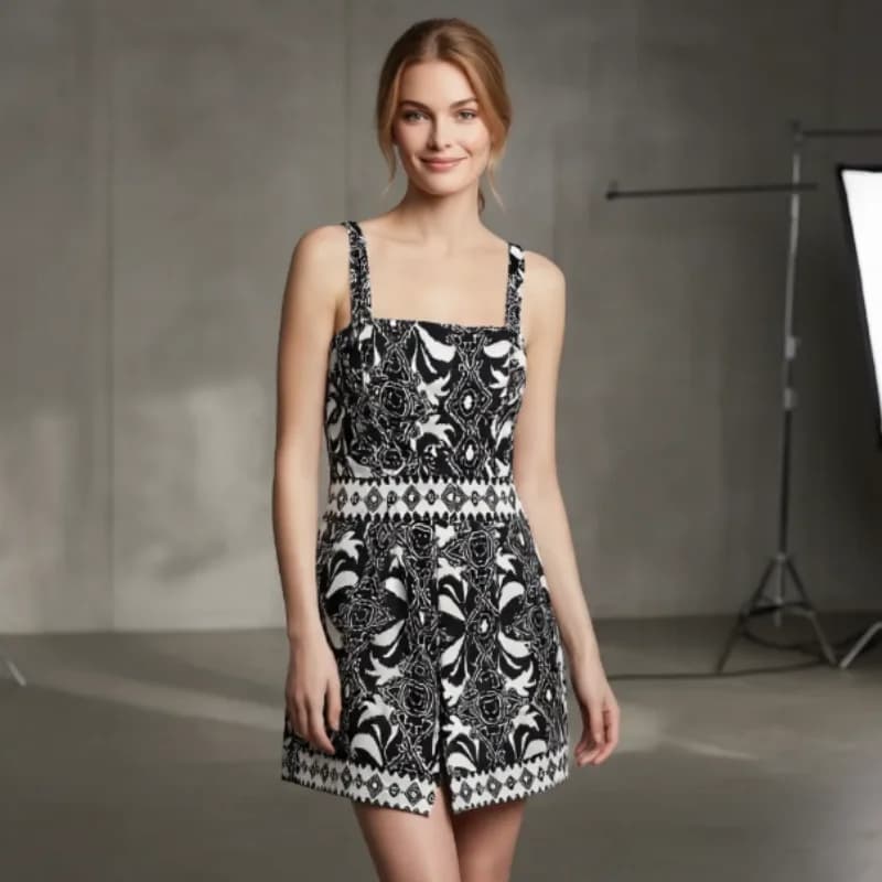 Women's Jumpsuit 2026 Summer Vacation Customized Closure Belt Romper Snap Button Slim Fit Dress Polyester