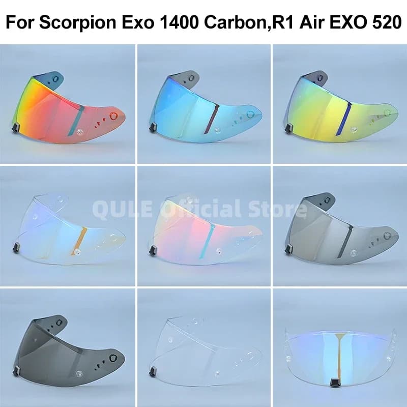 Visiera per caschi per Scorpion Exo 1400 carbonio, R1 ed EXO 520 visiera per casco moto placcatura lente di protezione Uv visiera