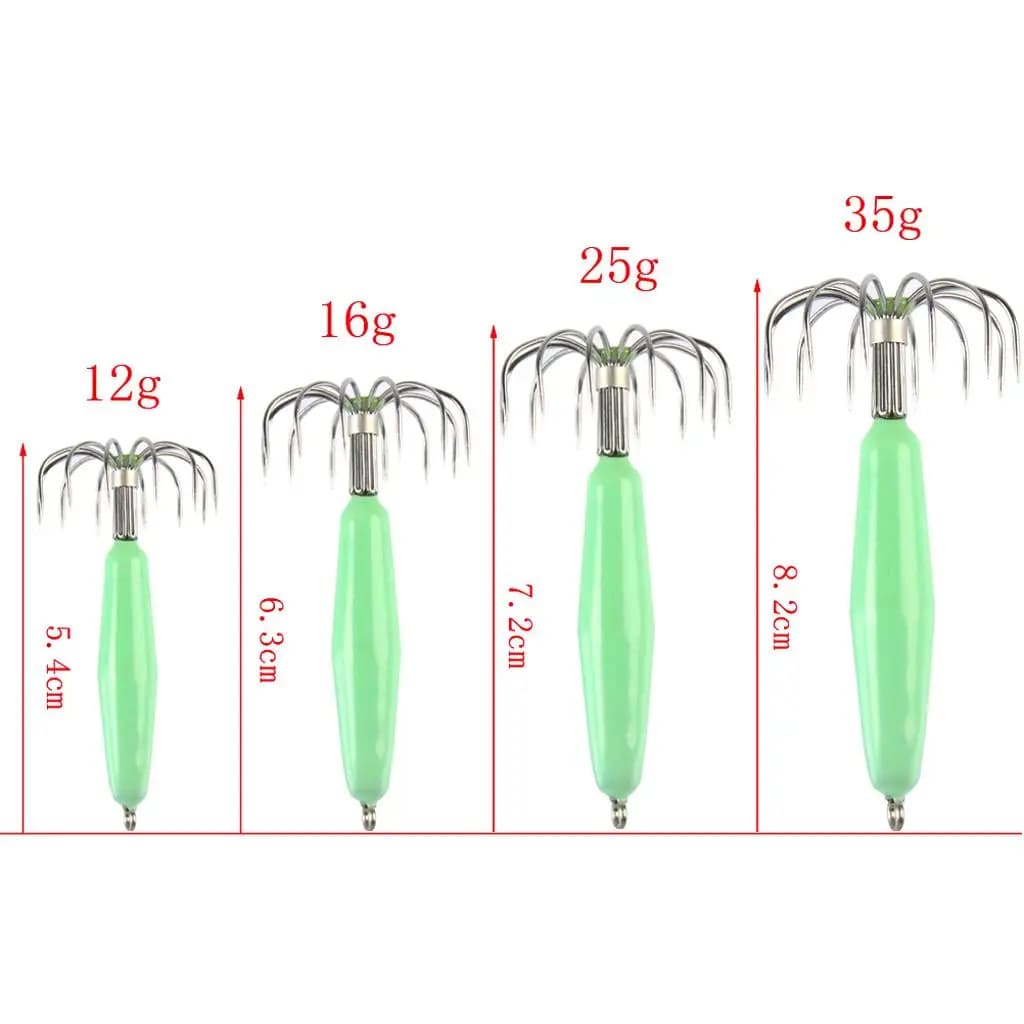 Sea Fishing Lure Green Squid Fishing Hook Umbrella Style Artificial for Catching Sleeve Fish Octopus