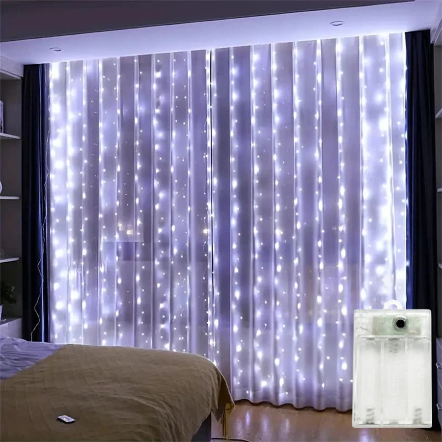 Luci a LED a Batteria per Tende, Catena Luminosa per Decorazioni Natalizie, Casa, Camera da Letto, Feste, Matrimoni, Compleanni