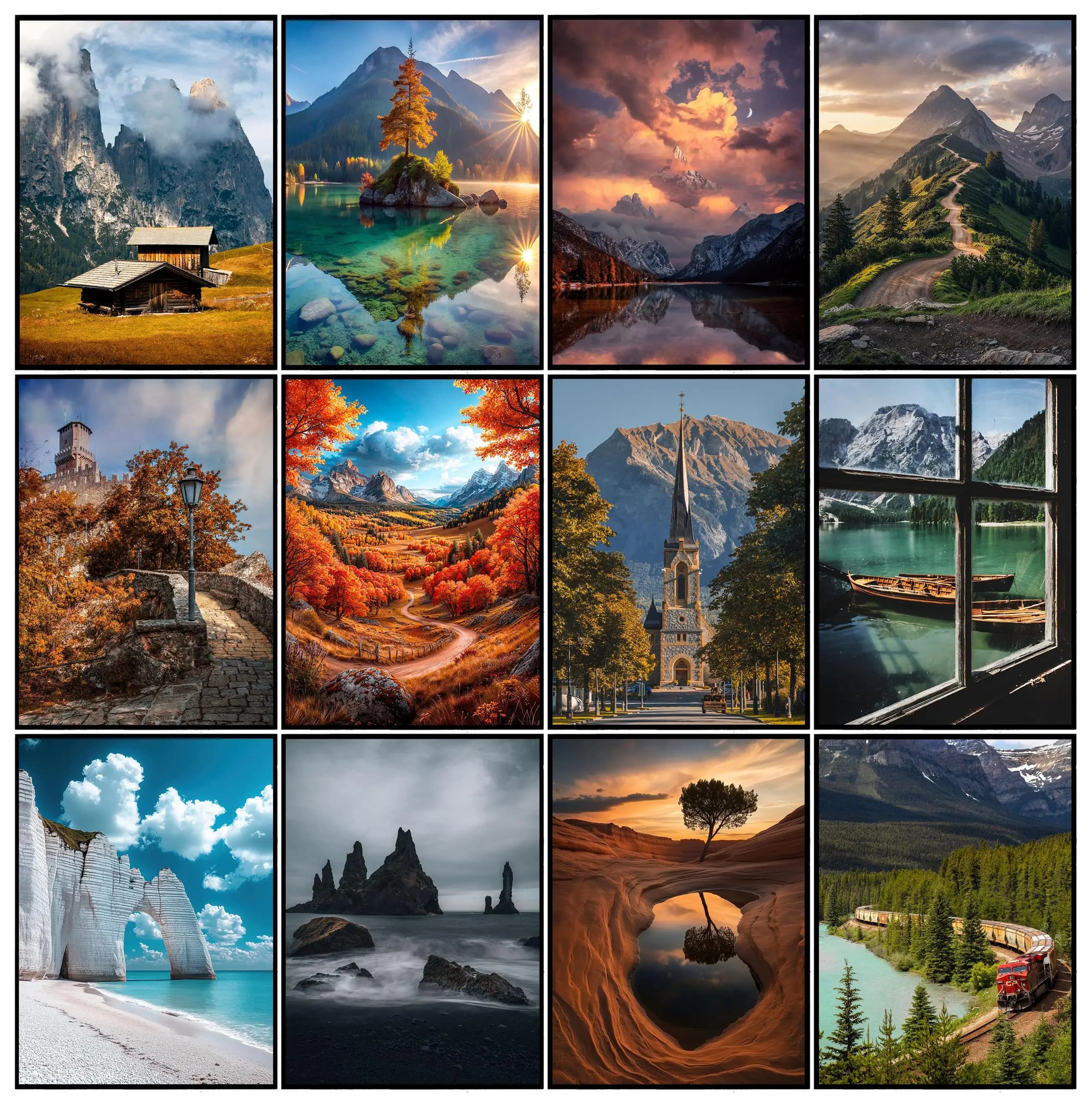 Modern Forest Mountain Natural Landscape Photography Posters Prints Canvas Painting Wall Art Picture Living Room Home Decor
