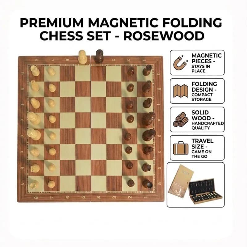 Magnetic Wooden Folding Chess Set Multiple Sizes Game Board Storage Adult Children Gift Family Game Chess Board