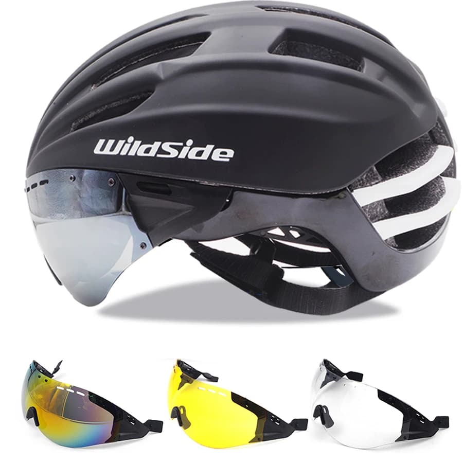Wildside Speed Master Bicycle Helmet Cycling Removable Glasses TT Adult riding helmet for MTB racing bike Helme