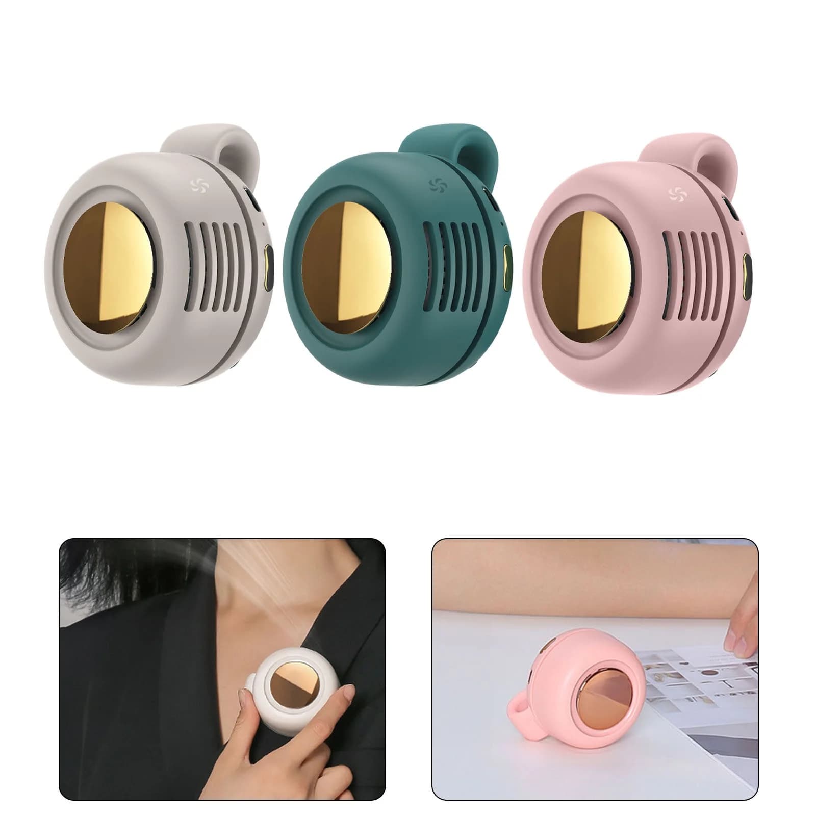Mini ventola rotante a 360 ° con ricarica USB ventola di raffreddamento elettrica silenziosa portatile regolabile a 3 velocità per escursioni in campeggio all'aperto