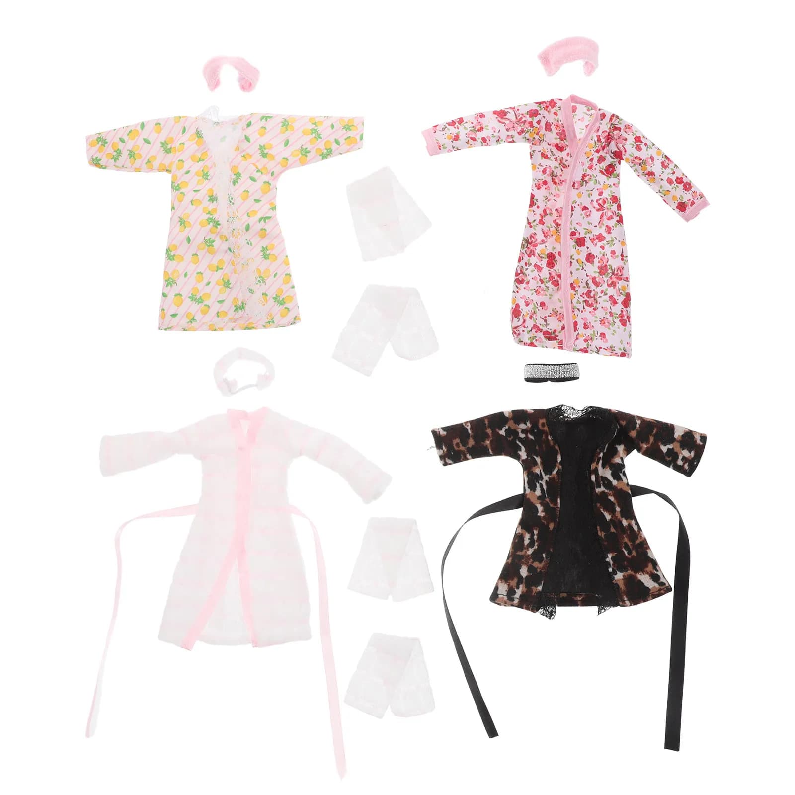 4Sets Bathrobe Summer Robe Headscarf Towel Mini Dressing Bathrobe Clothing Kit for Dollhouse Bath Miniature