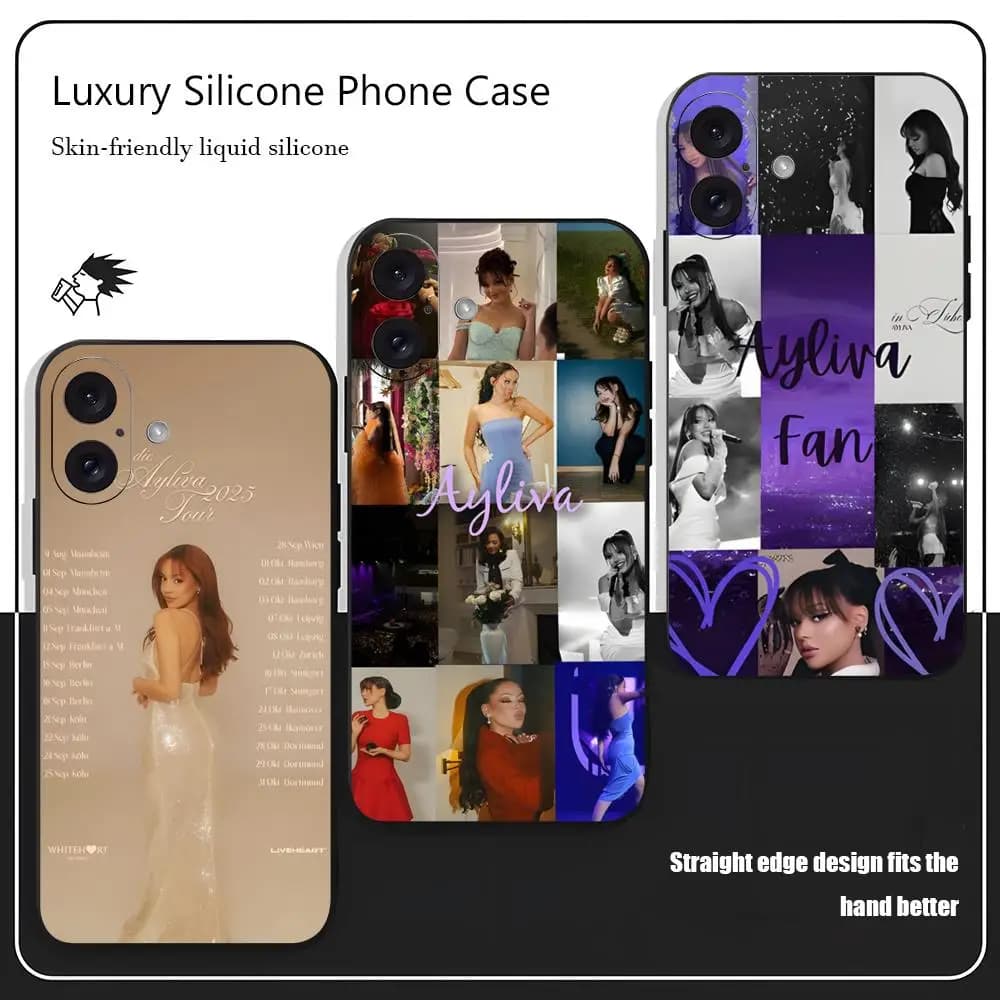 Popolare Cover Morbida Nera Antiurto A-Ayliva Star Singer per iPhone 17 16 15 14 13 12 X XR XS 8 Plus Mini Pro Max