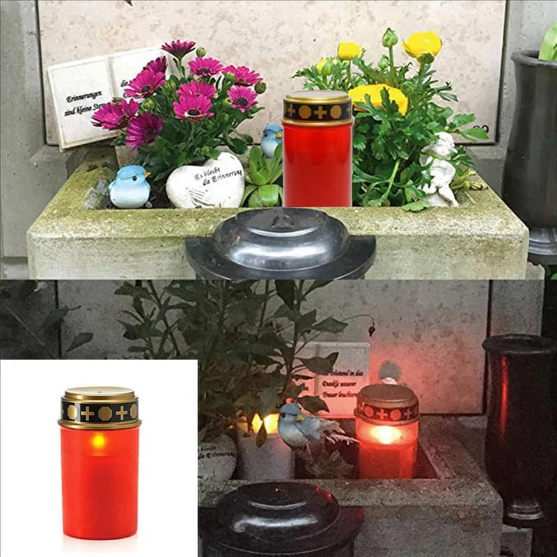 Candela per tomba SYW-4X per luci solari per tomba del cimitero con illuminazione Luce per tomba a LED Vari venti