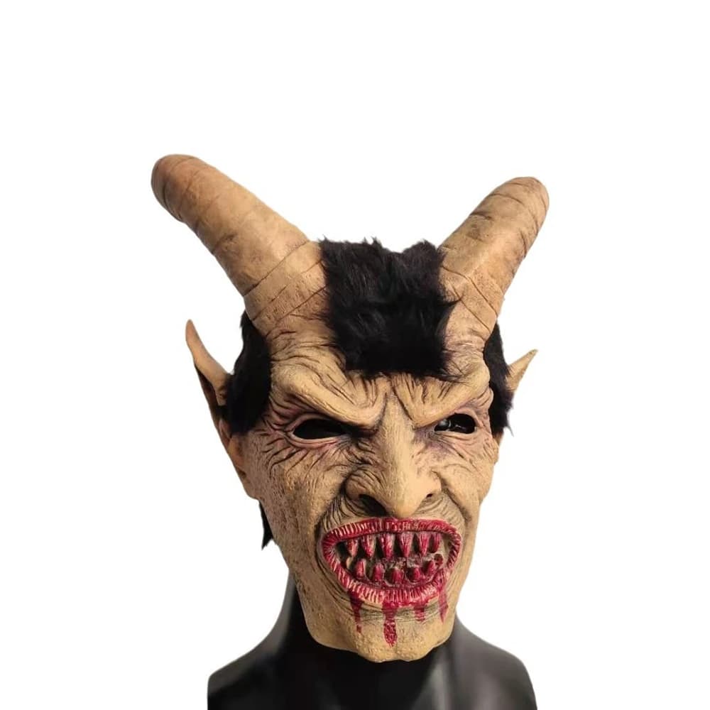 Lucifer Masks Devil Movie Men's Krampus Cosplay Latex Mask Halloween Horror Horn Adult Costume Masquerade Party Props Masks Gift