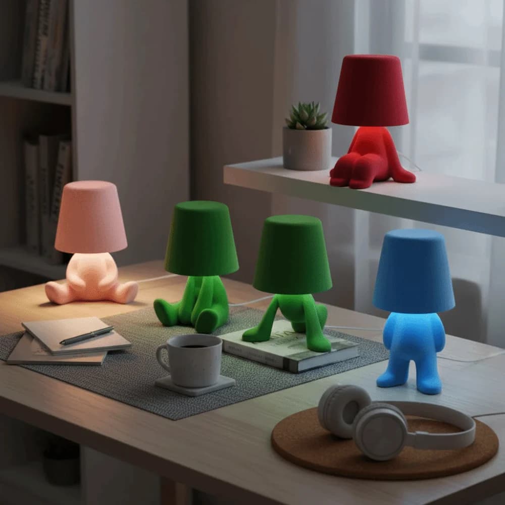 Lampada da Tavolo con Controllo Touch, Texture Floccata, Mini Lampada da Comodino, Design Colorato, Forma Creativa, Luce da Scrivania per Camera dei Bambini