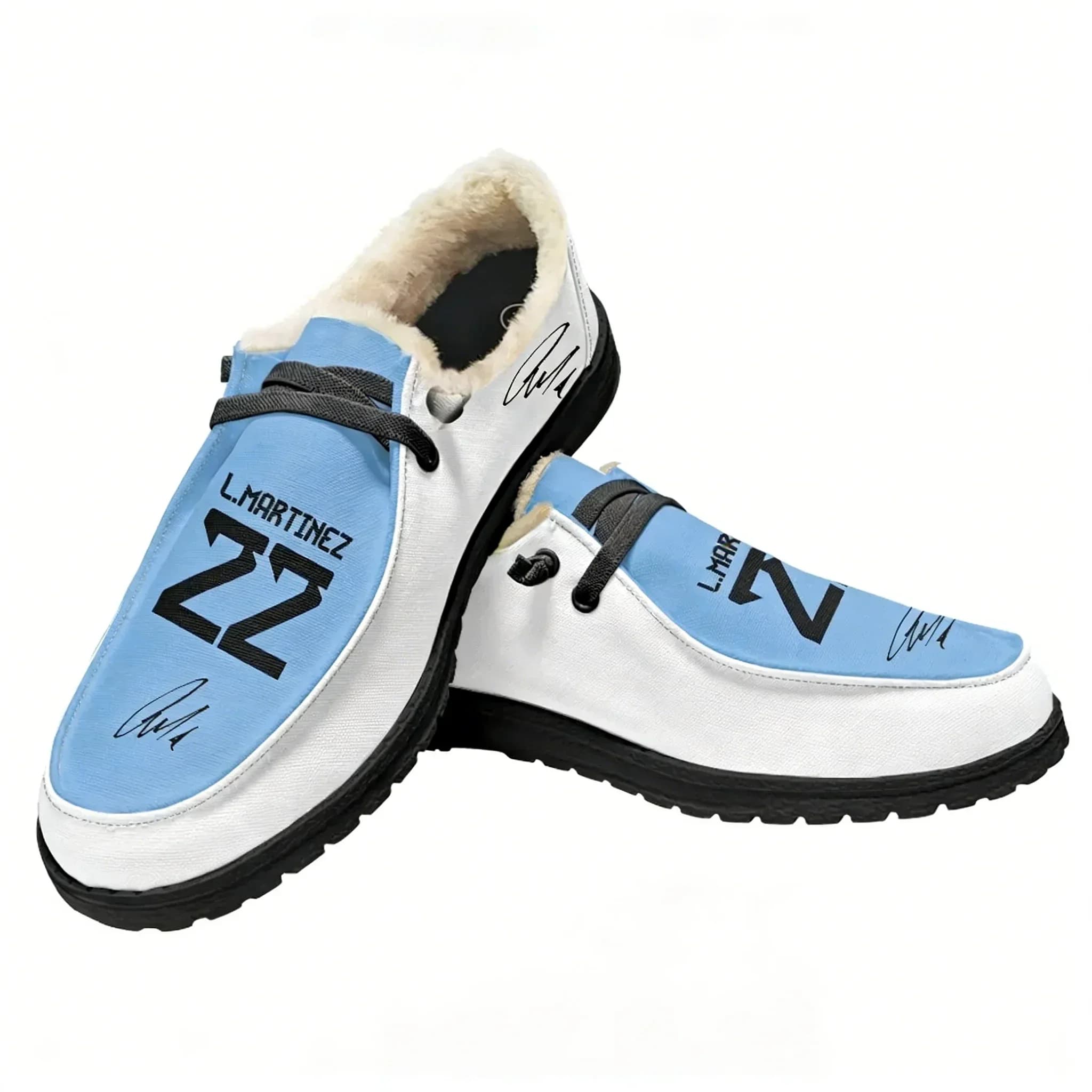 Lautaro No.10 Plush Loafers Men Woman Youth Casual Flat Shoes Argentina Soccer Star Keep Warm Footwear Custom Made Shoe Black