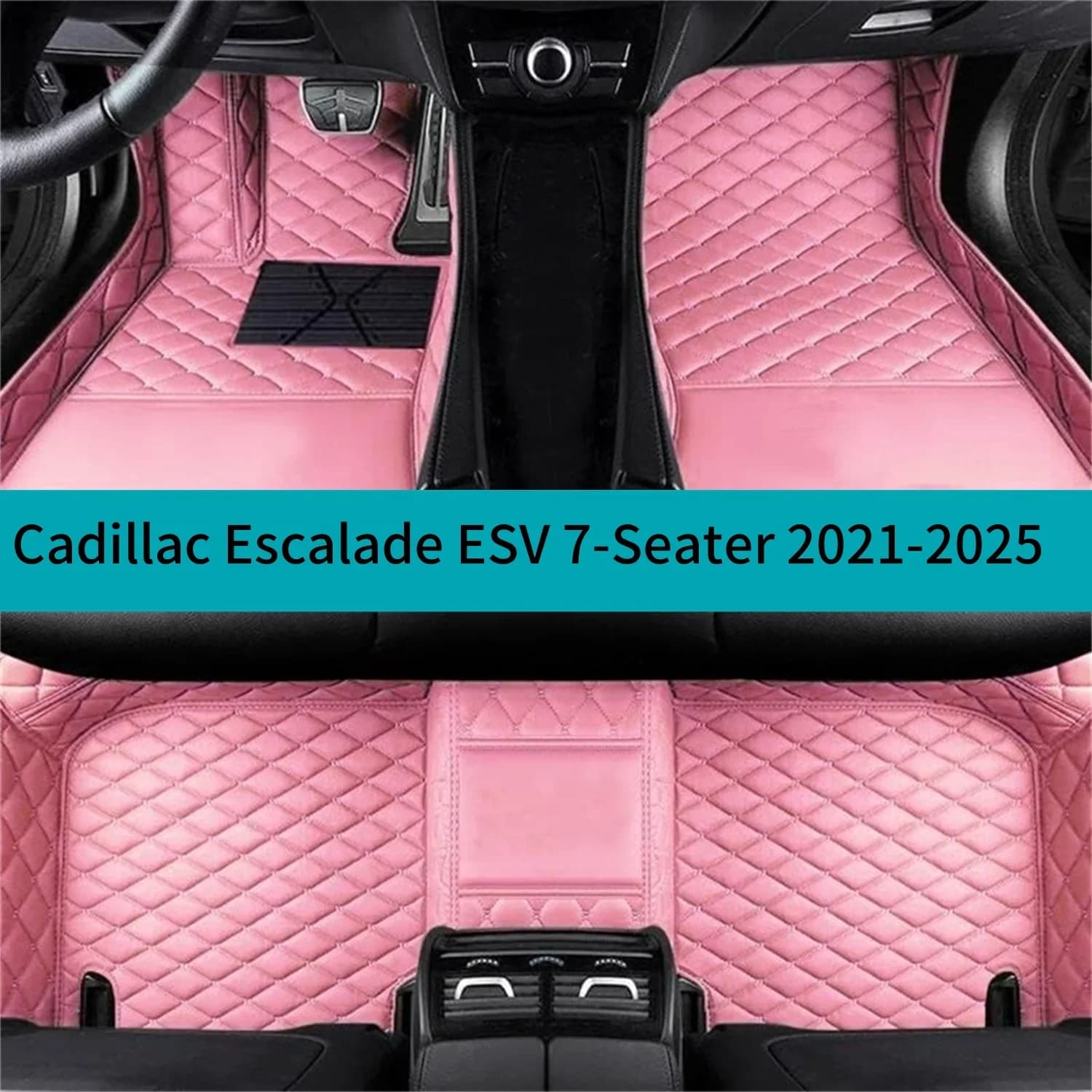 Set completo Tappetini per auto per Cadillac Escalade ESV 7 posti 2021-2025 Tappetini in pelle per auto Tappetini Tappeti Accessori auto