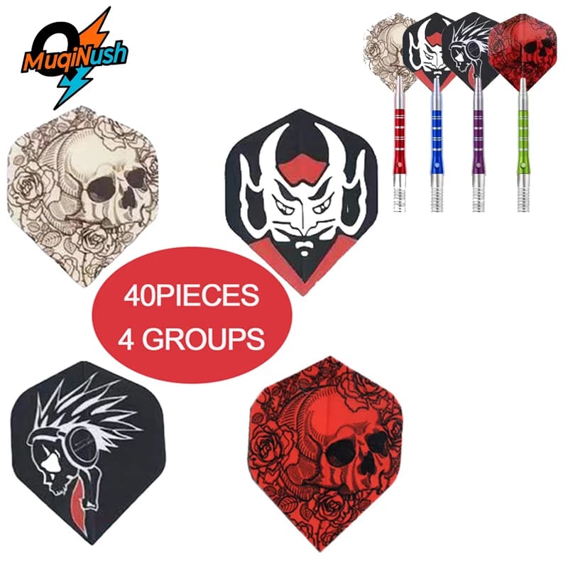 MuqiNush 40/80 pezzi PET sostituzione ala di coda di piume voli per freccette standard aste per freccette da 4,5 mm per accessori per freccette in acciaio/punta morbida