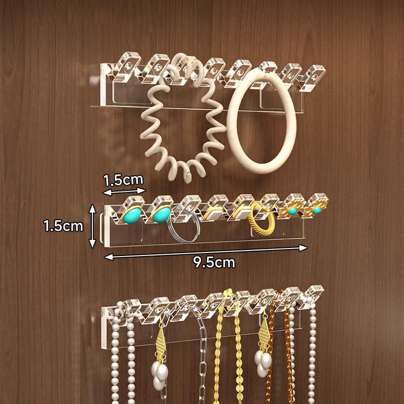 3/6Pcs 9.5x1.5cm Self-Adhesive Necklace Organizer, Space-Saving Multi-Functional Jewelry Organizer, Necklace Holder Wall Mounted