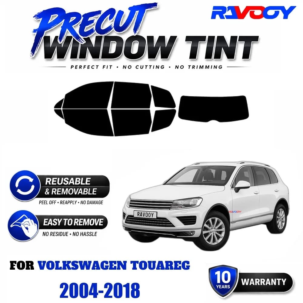RAVOOY Precut Window Tint, Reusable Removable EPU Film, Custom Fit for Vw Touareg 2004-2018, UV Heat Protection