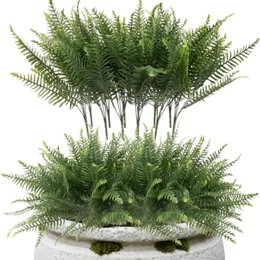 24 Pieces of Artificial Sweatshirts for Exterior, UV Rare Resistant, Fin Plants of Sweat, Artificial Green Bushes for Internal Garden, Portico, Patio