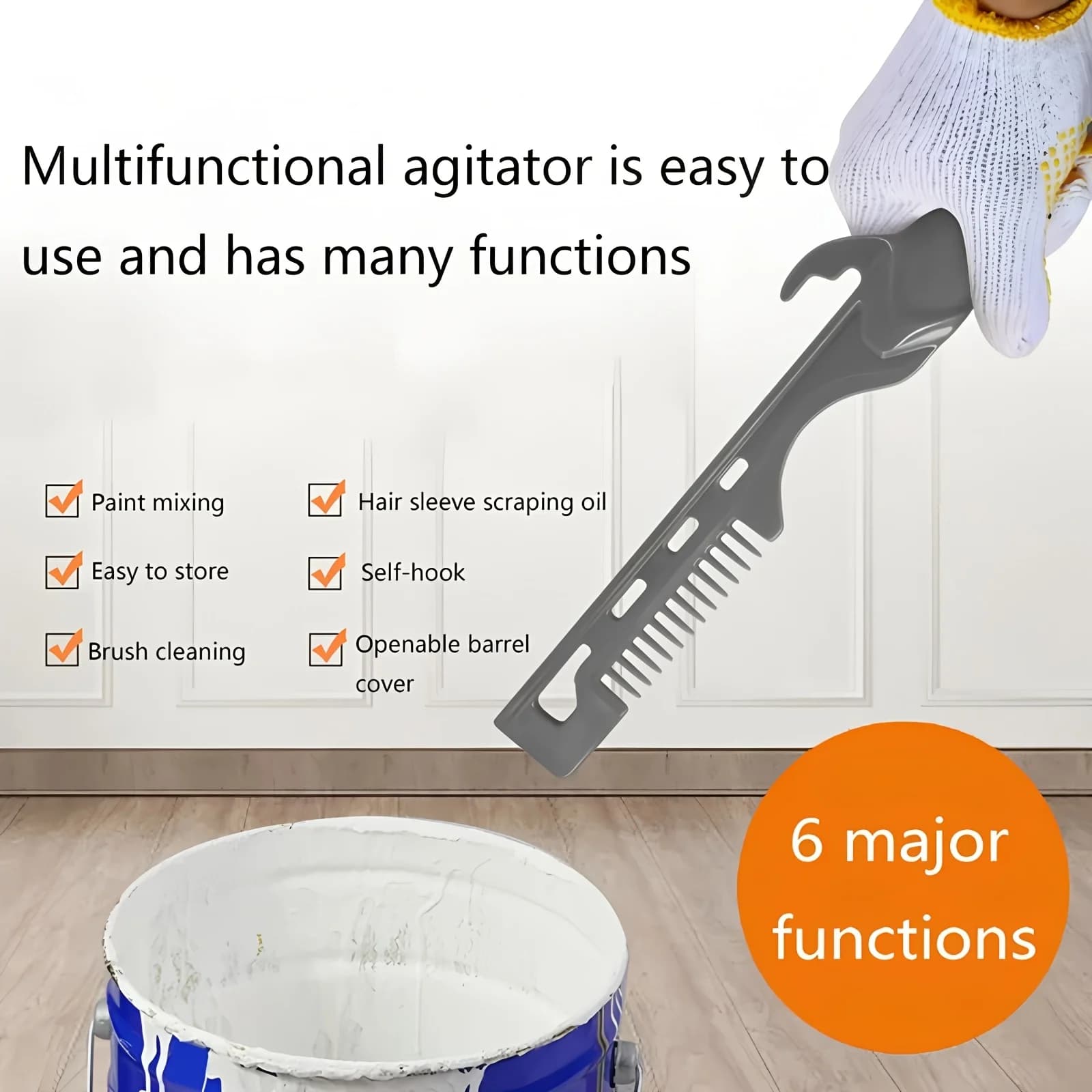 Handheld Paint Stirrer Professional Manual Paint Mixer for Concrete Paint Plastering Water based Paint Oil based Paint Painting