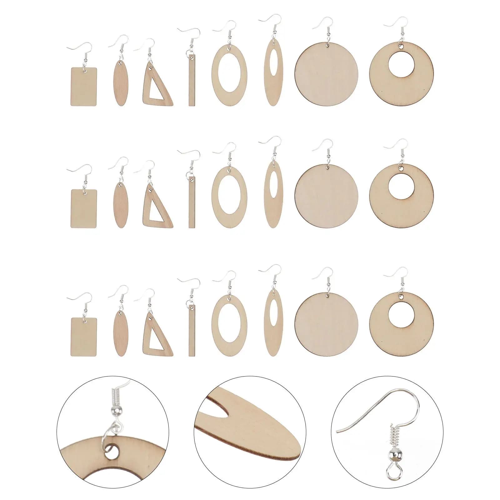 80 Pieces Wooden Earrings Set Unfinished Blank Wood Drop Dangle Charms DIY Craft Jewelry Making Pendants Lightweight Safe