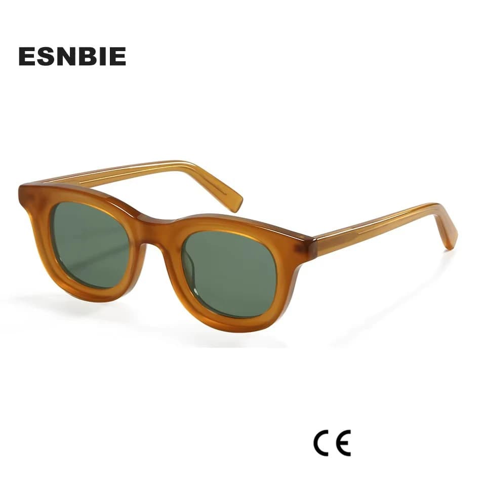 Trend Bold Round Vintage Designer Bevel Cut Acetate Sunglasses Women Men Shades Polarized Sunglasses UV400 Eyewear Gafas