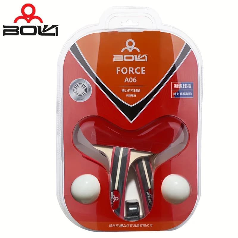 Boli Beginner Practice Table Tennis Racket Set, Family Set with Two Rackets and Three Balls