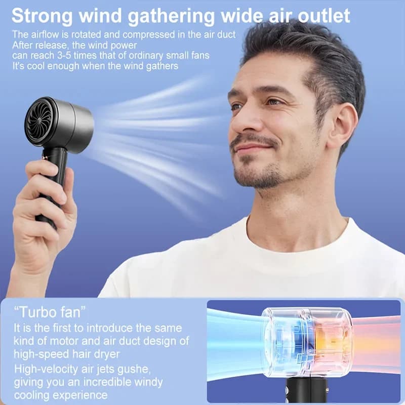 Portable Handheld Fan Air Cooler LED Display Rechargeable High-Speed Turbo Fan Mini Electric Fan Outdoor Travel Hand Cooling Fan