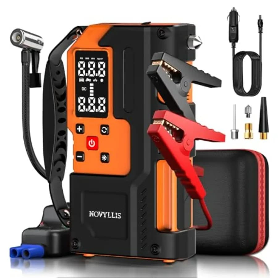 Avviatore di emergenza portatile con compressore d'aria 4000A 10000mAh Power Bank 22 cilindri 150PSI Cordless AutoShutoff Gonfiatore per pneumatici Emerg