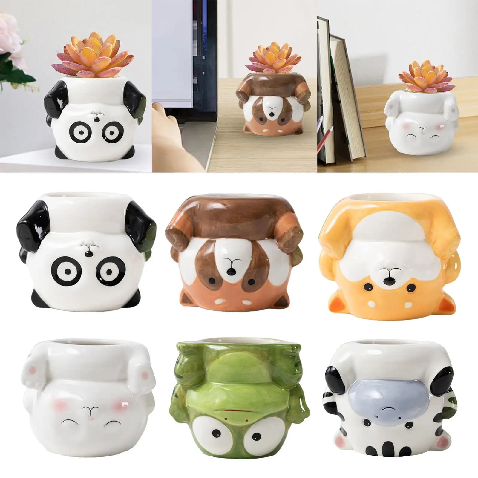 Animal Planter Pottery Plant Pot Gift Desk Organizer Flower Vase Plants Holder for Garden Shelf Indoor Outdoor Plants Balcony