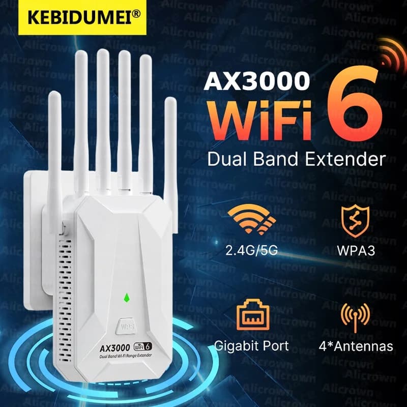 Ripetitore wireless WiFi 6 AX3000 Dual Band 2.4GHz 5GHz 802.11AX Amplificatore extender Wi-Fi 6 Router WPS Ripetitore di segnale a lungo raggio