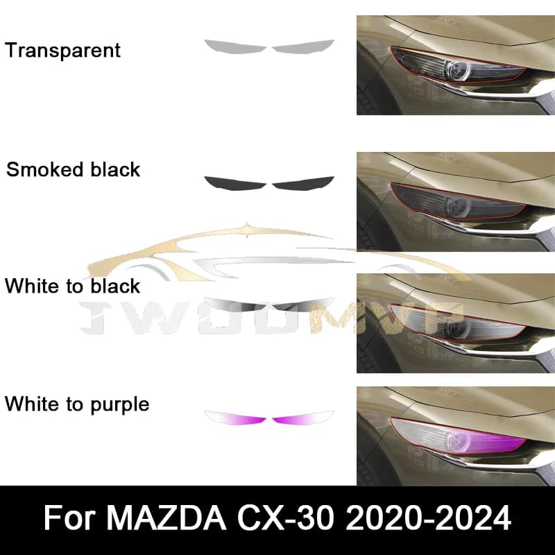 Pellicle Protective Transparent PPF for Exterior Cars in TPU for Mazda CX-30 2020-2024, Anti-Graff Protection for Headlights