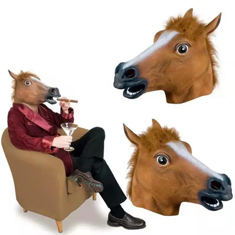 1 pz maschera per testa di cavallo costume cosplay festa divertente maschera per testa di cavallo di Halloween copricapo