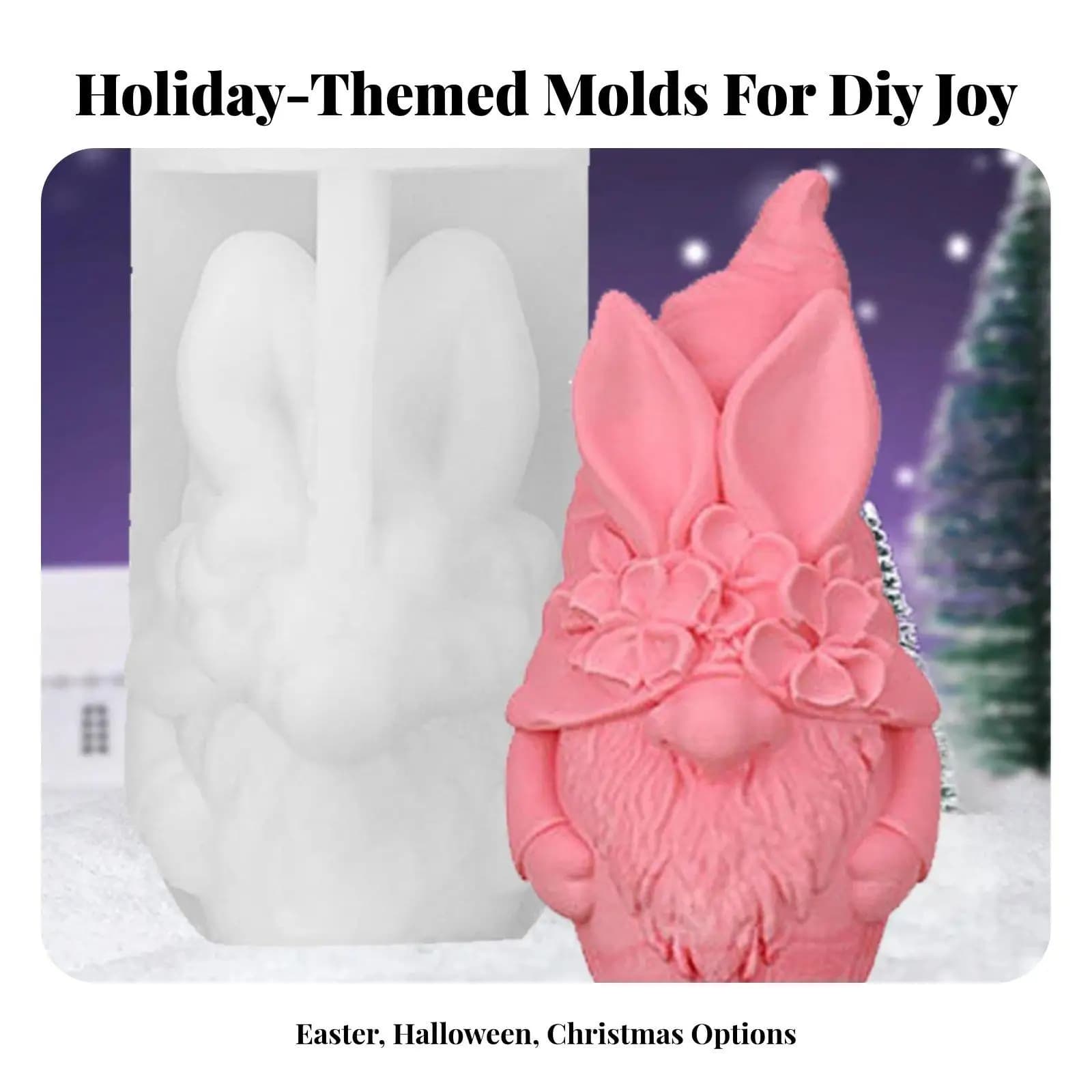 Reusable Silicone Mold for Candles Christmas Gnome Design for DIY Soap Plaster Resin Clay Baking Decoration