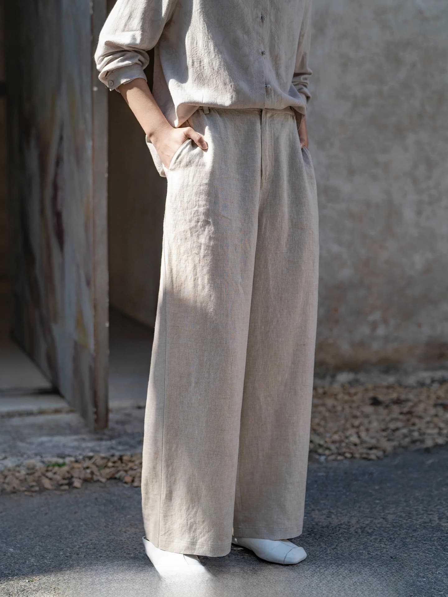 Pantaloni Casual in Lino Originali a Gamba Dritta, Pantaloni da Lavoro con Elastico Completo in Vita, Stile Semplice, Moda Donna, Collezione Primavera
