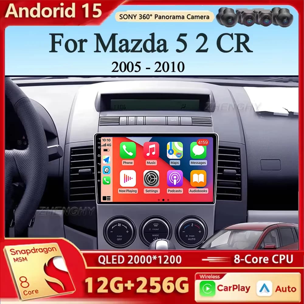 Android 15 Carplay WIFI Per Mazda 5 2 CR 2005 - 2010 Autoradio Multimedia Video Player Navigazione stereo GPS No 2din 2 din dvd