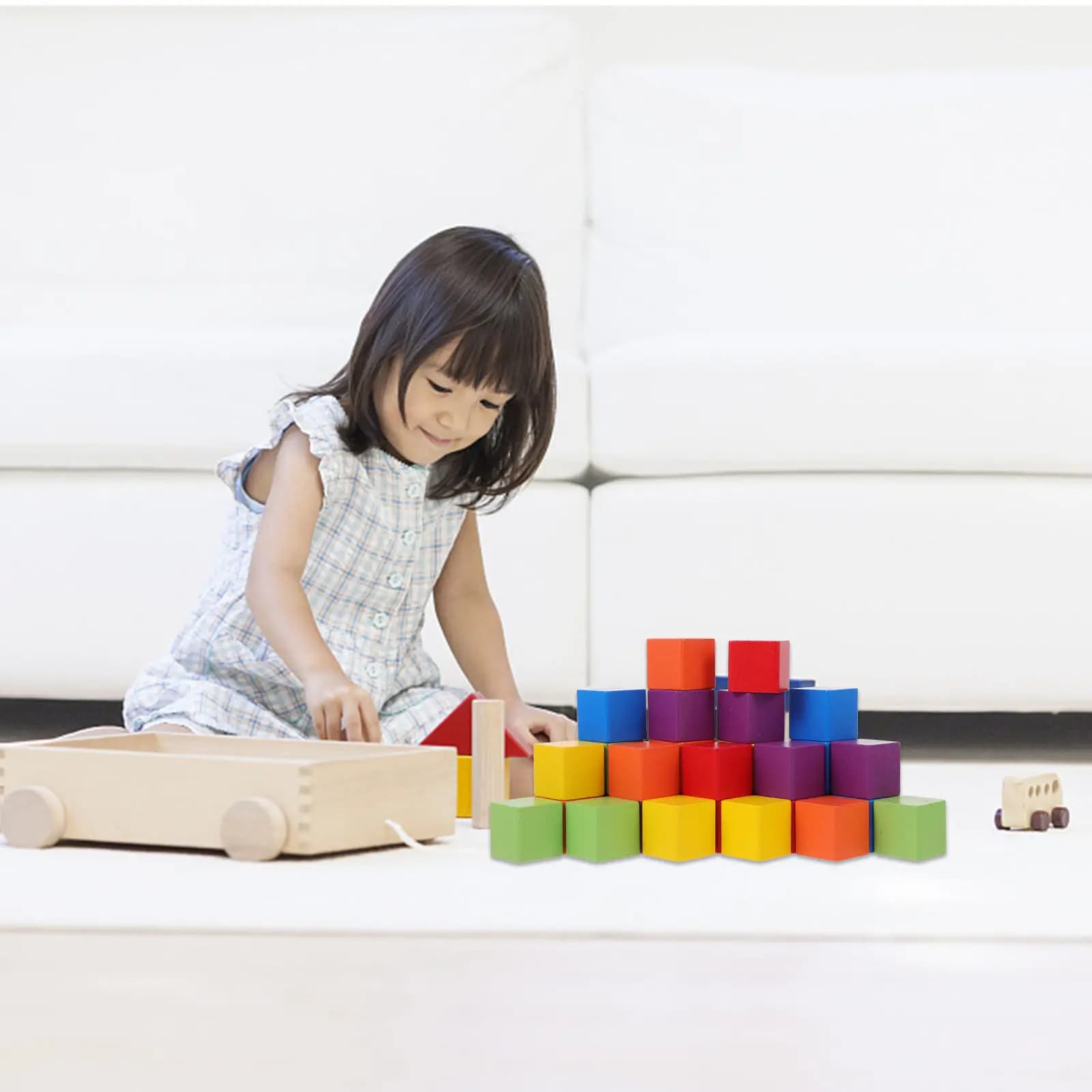 1 Confezione di Blocchi Colorati in Legno di Faggio, Design Semplice, Gioco Educativo per la Prima Infanzia, Divertenti Cubi da Costruzione per Bambini