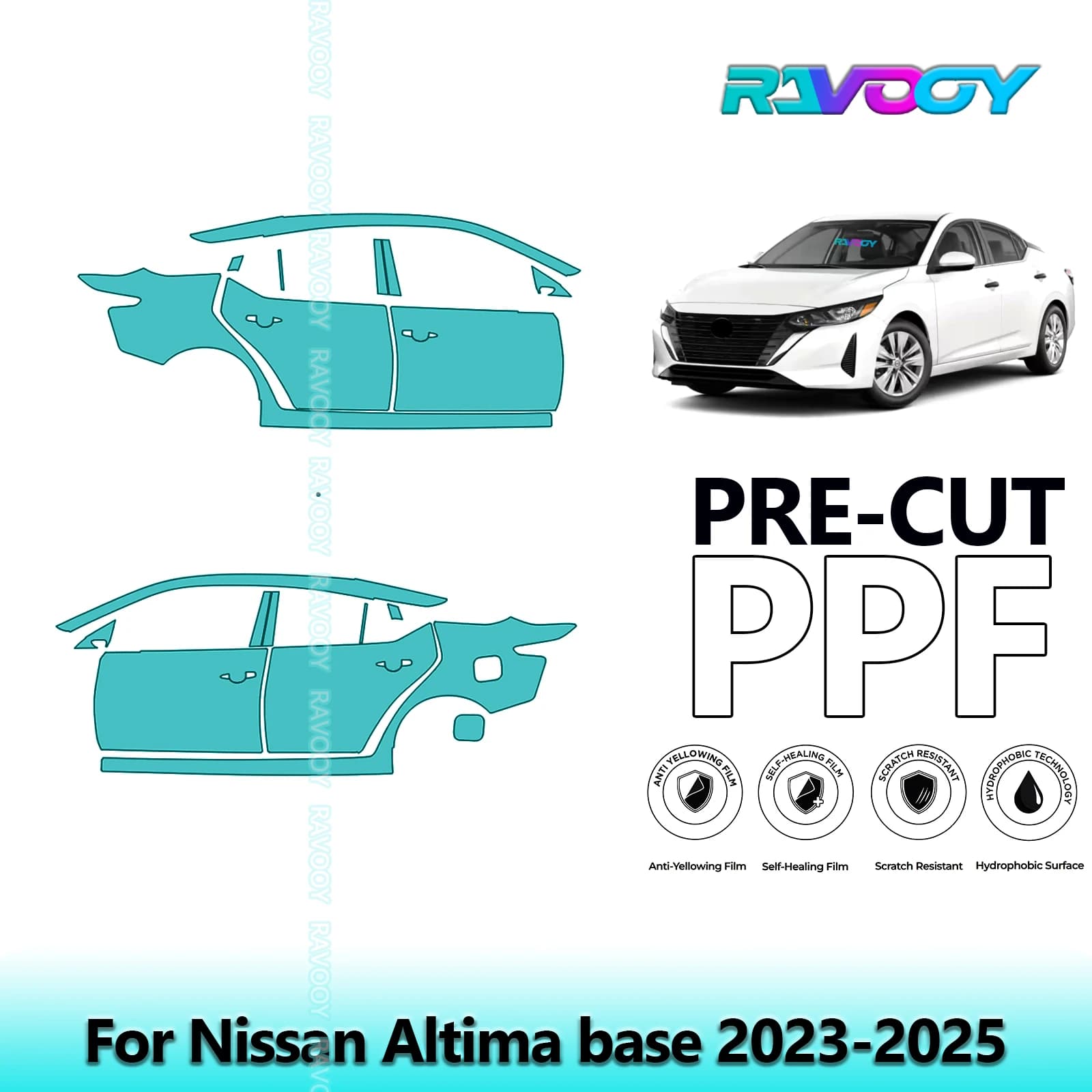 Per Nissan Altima base 2023-2025 8.5mil Trasparente Opaco Pre-Cut PPF Porta e Pilastro A/B Kit Pellicola di Protezione Vernice TPU Set