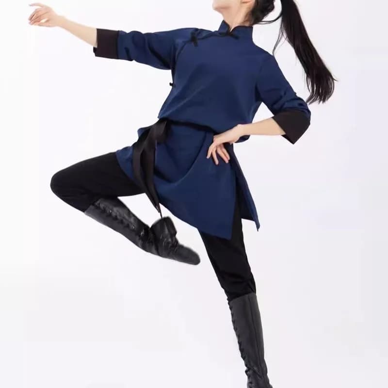 Classico Wuxia Martiale Hanfu Tradizionale Mongolo Performance sul palco Camicia lunga Evento di Halloween Abito Uomo Donna Tai Chi Abbigliamento