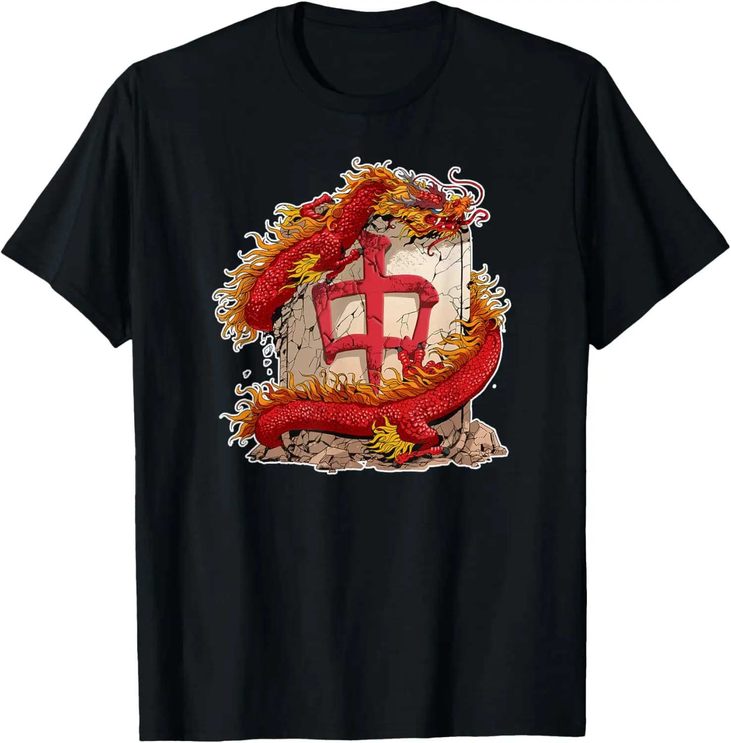 Mahjong Player Red Dragon Tile T-shirt T-shirt regalo T-shirt grafiche stampate personalizzate T-shirt grafiche Abbigliamento uomo Camisas