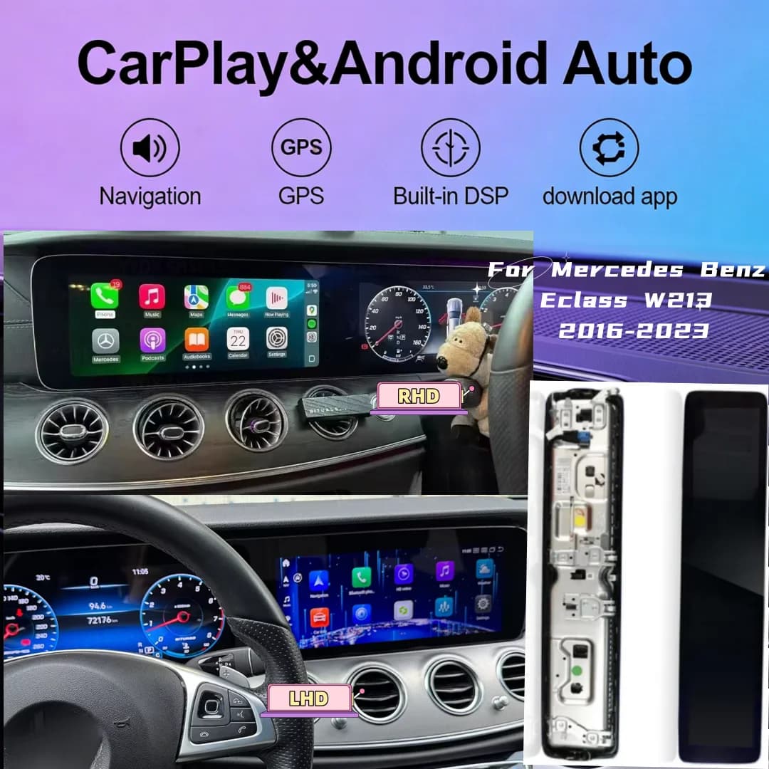 Lettore Multimediale per Auto con Doppio Schermo da 24,6 Pollici, Carplay e Android Auto per Mercedes Benz Classe E W213 2016-2023, Navigazione GPS, LHD RHD