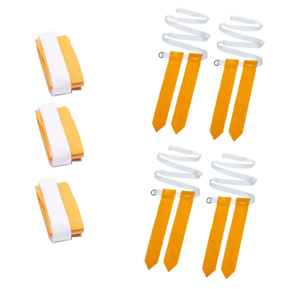 Set di 4 Cinture con Bandiere per Football Americano, in Nylon a Doppia Cucitura, per Allenamento Bambini, Nastro Bianco con Bandiere Rosse