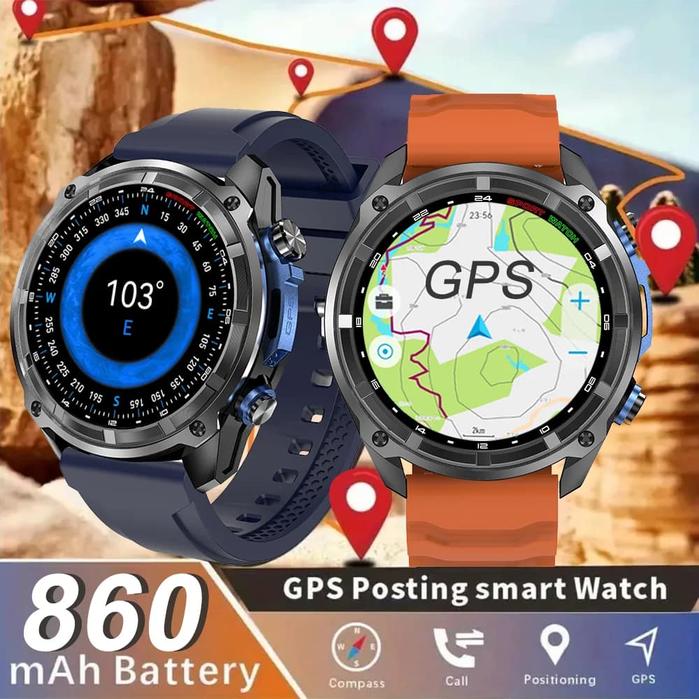 2026 Orologio sportivo militare GPS recentemente aggiornato 860mAh Bussola AMOLED da 1,43 pollici Altimetro Chiamata Orologio sportivo impermeabile 5ATM