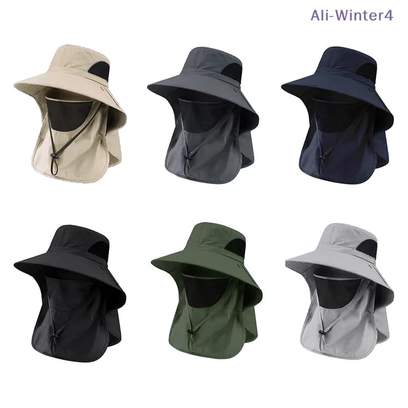 Cappello Estivo da Sole con Protezione UV per Caccia, Pesca, Escursionismo, Campeggio, con Visiera e Protezione per il Collo, Stile Pescatore