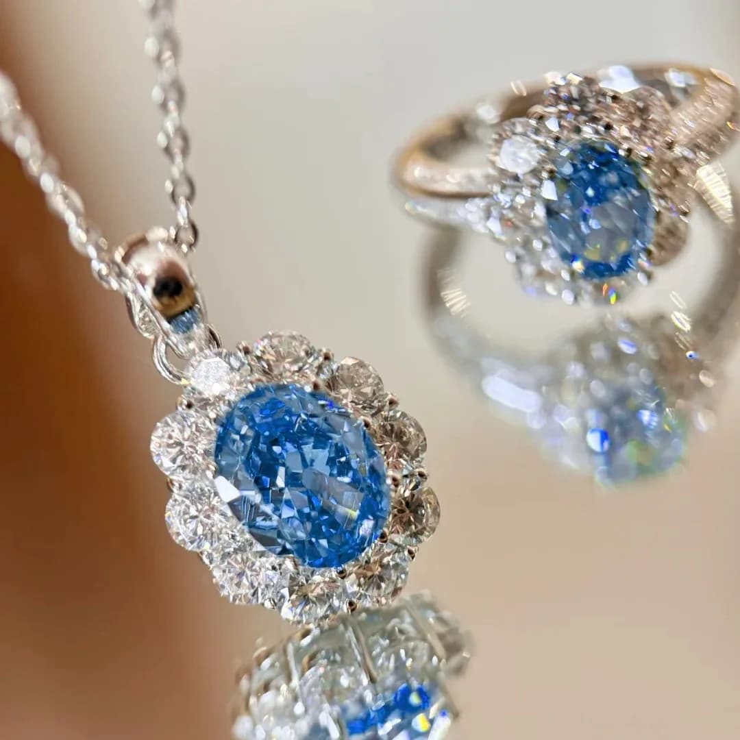 Collana con Ciondolo Versatile in Argento Sterling 925 per Donne, Anello con Zirconi, Set di Gioielli Colorati di Lusso Leggero